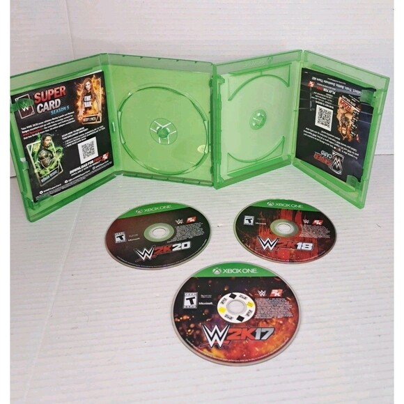 Xbox One Lot of 3 Games WWE 2K17 Disc Only WWE 2K18 2K20 Complete CIB Wrestling - Picture 2 of 3